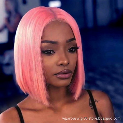 Vigorous Straight Short Bob Wigs For Black Women 14 inches Ombre Light Auburn High Temperature Wholesale Price Cosplay Wigs